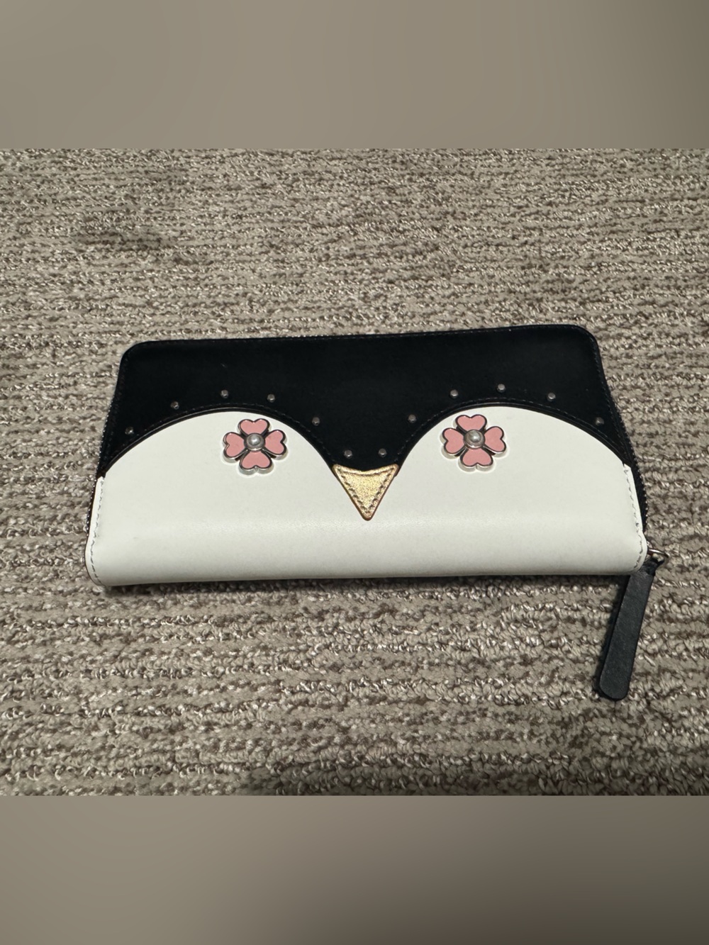Kate Spade Black and White Penguin Zip Wallet